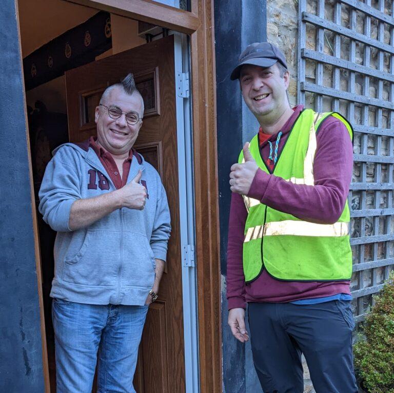 Burton In Lonsdale 221123 Volunteer Simon And Customer Thumbs Up Connections 768x767